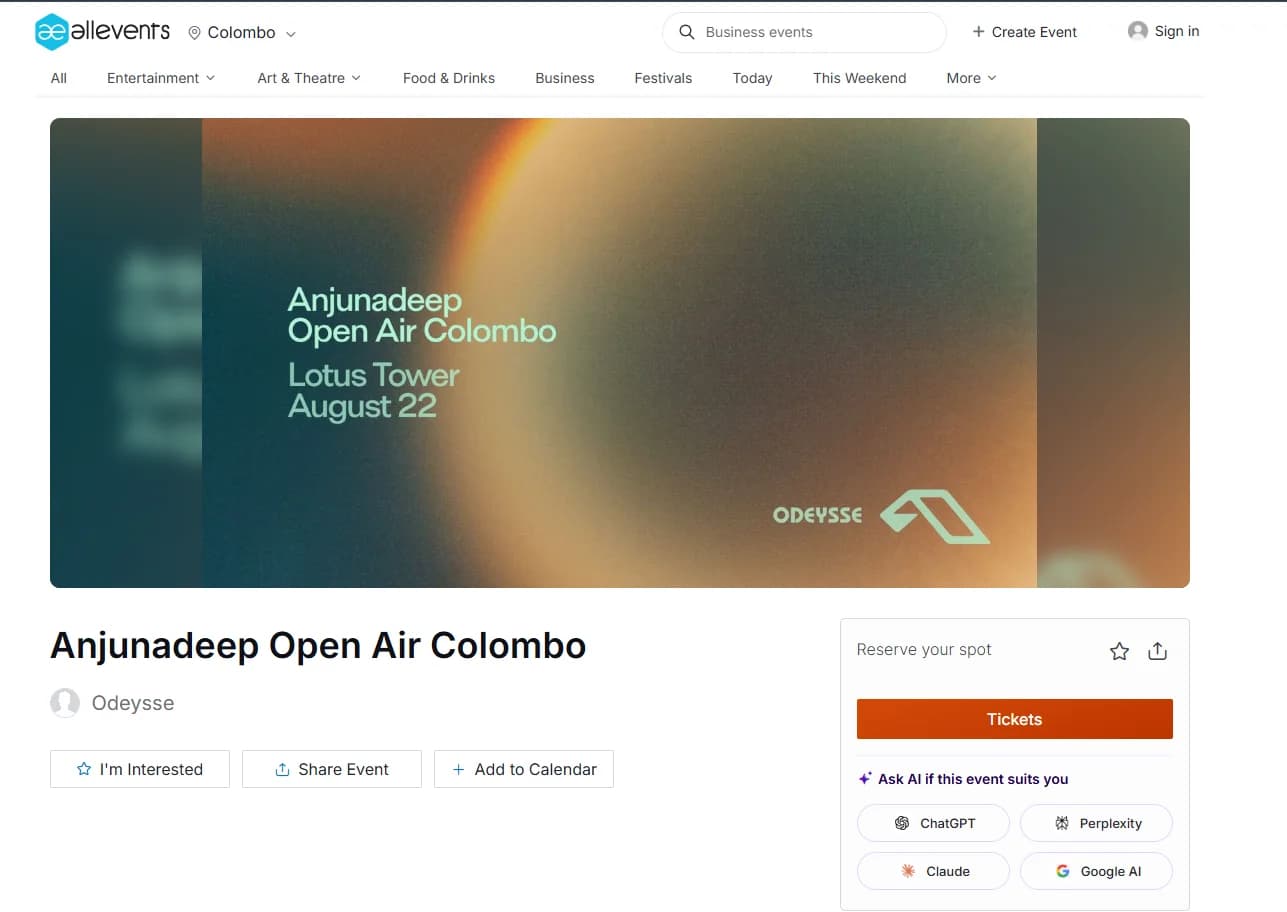 Anjunadeep Open Air Colombo
